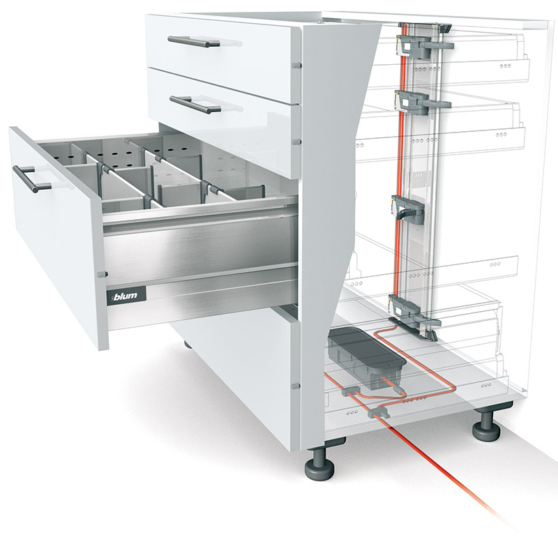Praktiska funktioner i köket: servodrive för lådan