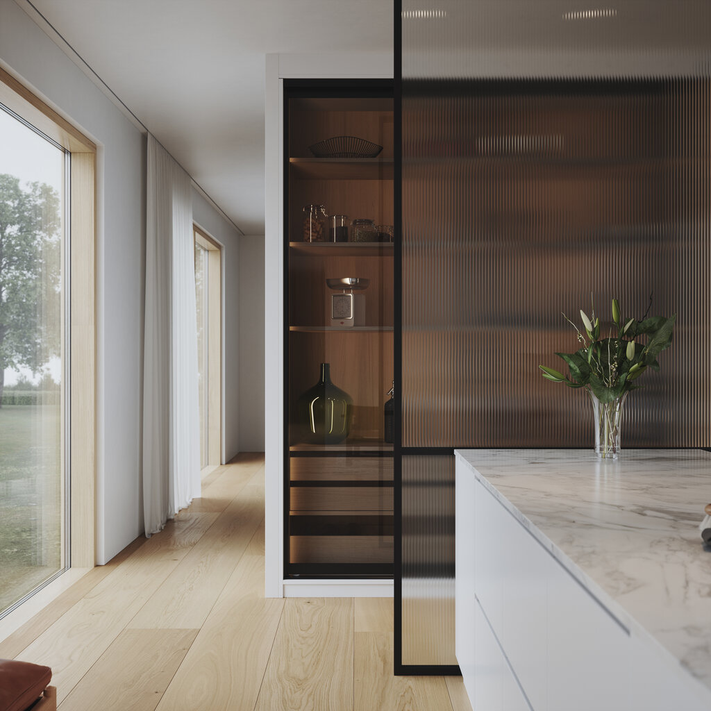 Gallery med linjeglas och Nano svart med rökfärgat glas Gallery med linjeglas och Nano svart med rökfärgat glas