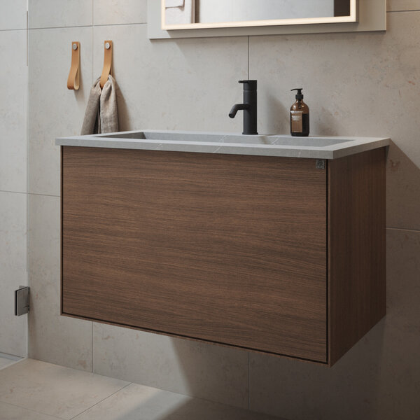 Badrumspaket KH80V Vanity låda ek mörkolja miljö