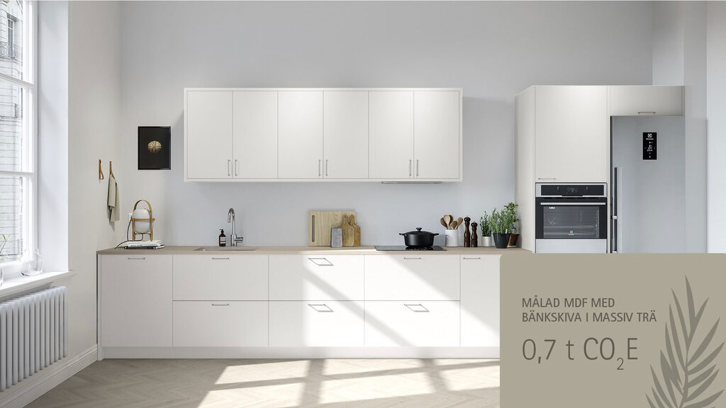 Bistro vit med bänkskiva i trä