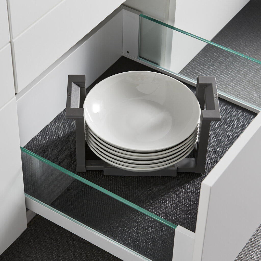 Tallrikshållare i låda vit glas